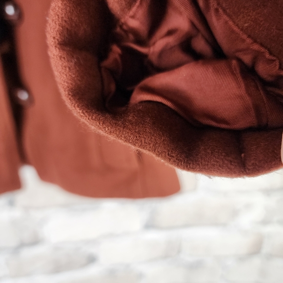 Banana Republic Wool Pea Coat High Collar Floral Lining Rust Size XS - Picture 16 of 16